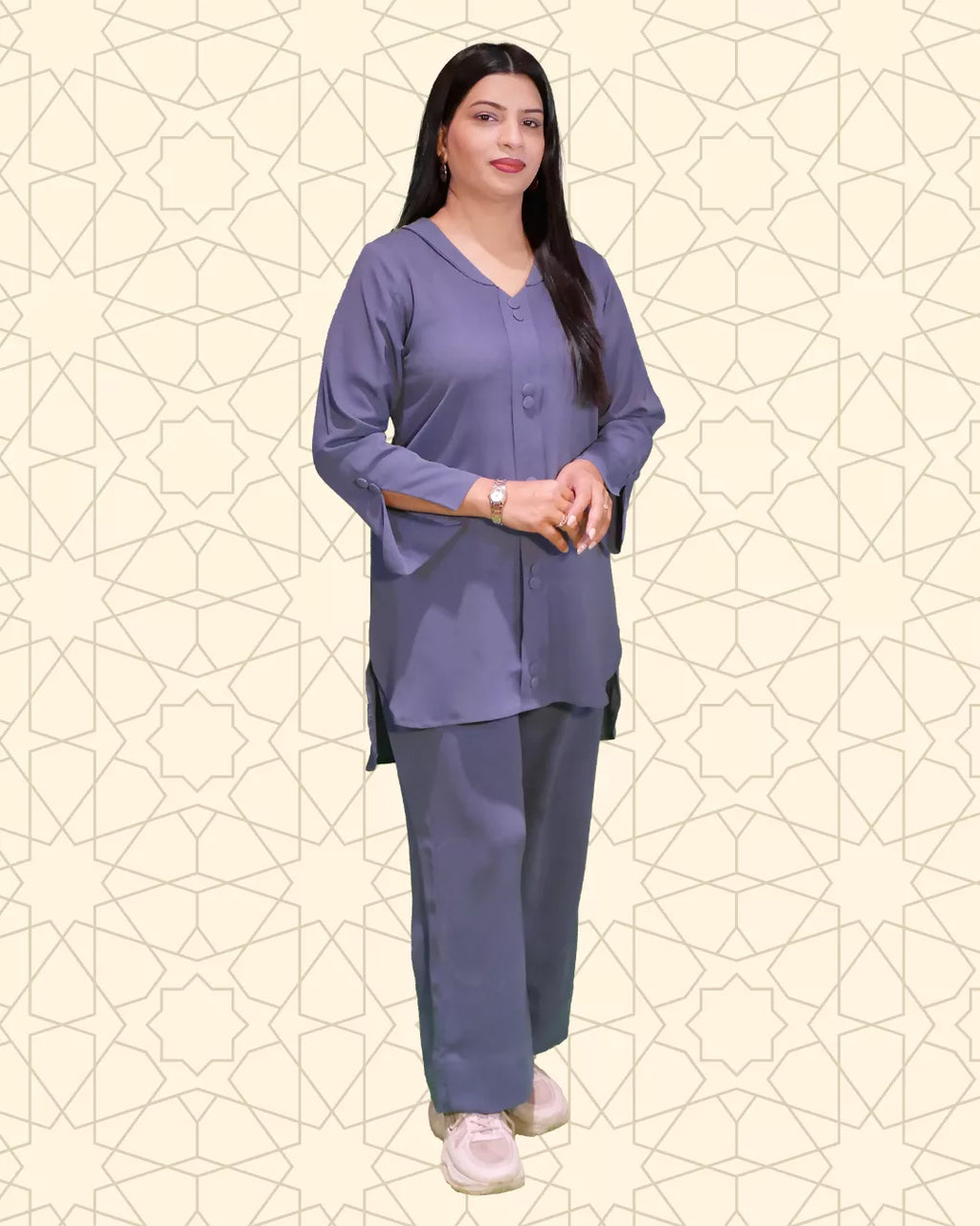 Serene | Elegant Co-ord Set | 2 Piece Zinc Blue - EvaanThreads