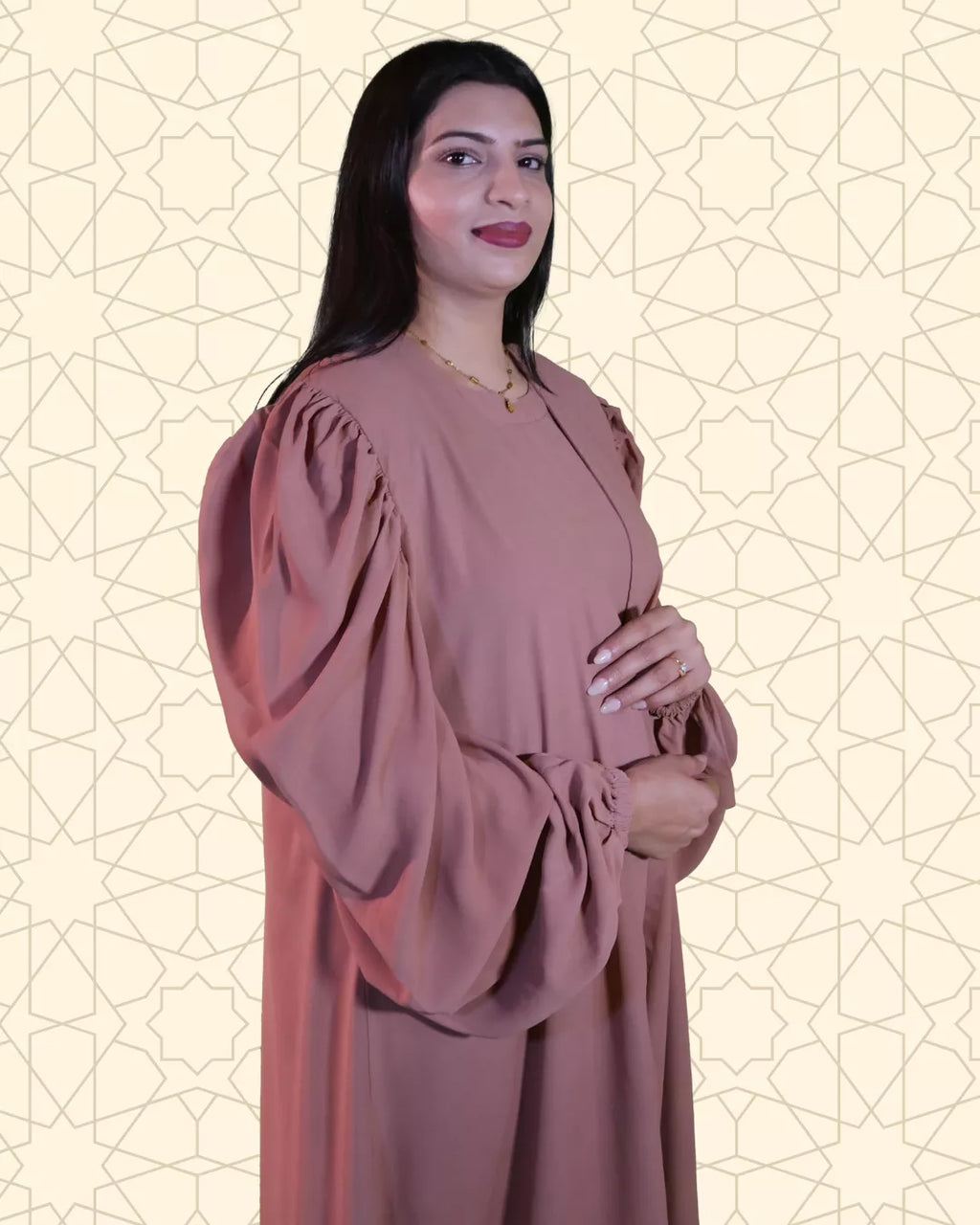 Obsidian | Elegant Abaya | Caramel - EvaanThreads